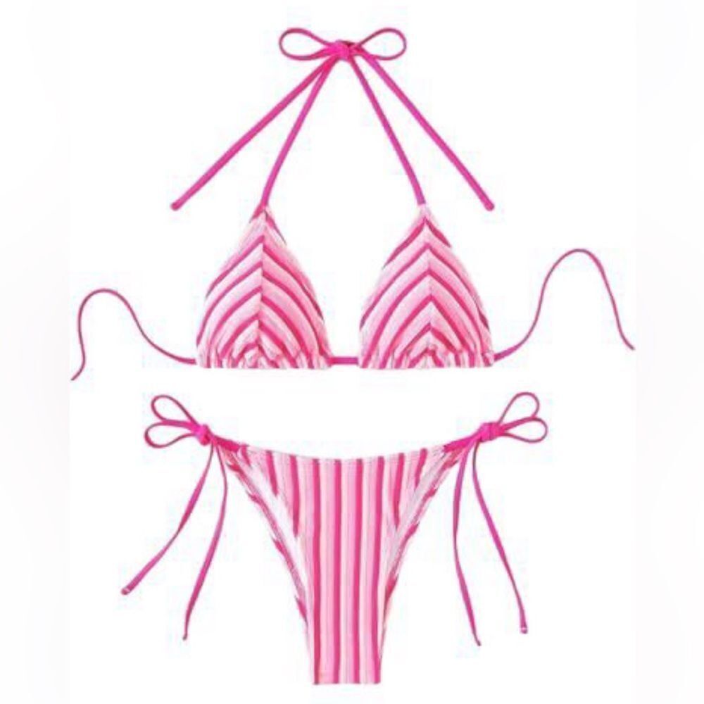 Falainetee Striped Bathing Suit Colorblock Textured, NWOT